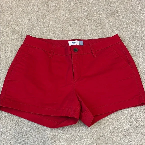 Bundle of 2 Old Navy 3.5” Womens Shorts Red Cotton, White Pineapple Linen Size 6 - Picture 7 of 10